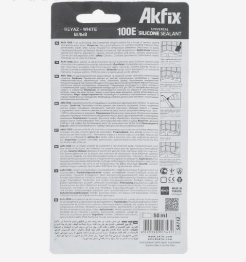 Герметик Akfix 100E, универсальный, силиконовый, белый, 50 мл 5149731 5149731 фото 4