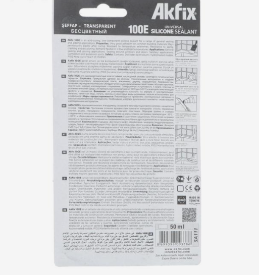 Герметик Akfix 100E, универсальный, силиконовый, прозрачный, 50 мл 5149732 5149732 фото 4