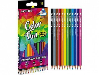 карандаши 12цв, "devente. color fun" 4м, диаметр грифеля 3,0мм, шестигранные 5022127 кар1581