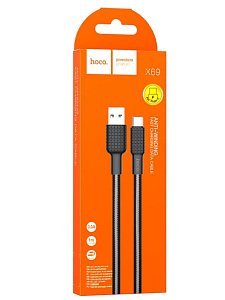 кабель hoco x69 usb (m)-type-c (m) 1м 3.0a нейлон черный белый (1/33/330) 6931474760241