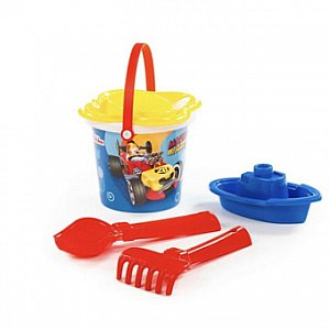66534 набор disney «микки и весёлые гонки» №3:ведро малое с наклейкой,ситечко-цветок,совок №2,граб. 