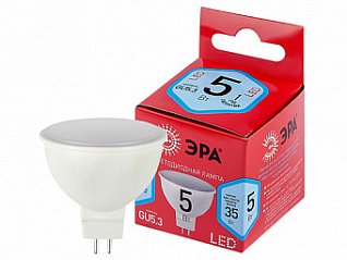 лампа светодиодная "эра" red line led mr16-5w-840-gu5.3 r, софит, 5 вт (нейтральный свет) лам846