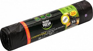 master fresh пакеты д/мусора суперпрочные с завязками 35л, 10шт  24мкм с0007141