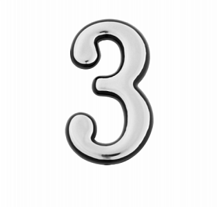 цифра дверная "3" tundra, пластиковая, цвет хром, 1 шт. 5206108 5206108
