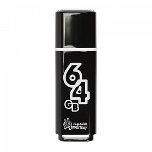 флеш-накопитель smartbuy glossy 64gb usb2.0 пластик черный sb64gbgs-k
