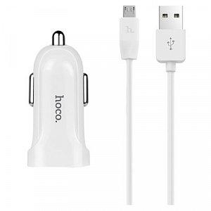 автомобильное з/у hoco z2 1usb 1.5a с кабелем microusb белый (1/28/280) 6957531067788