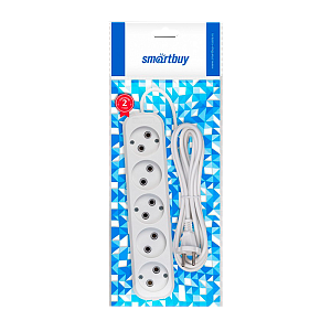 удлинитель smartbuy 5р.б/з 10a 3.0м пвс 2x1мм² белый sbe-10-5-03-n
