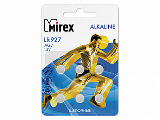 батарея щелочная "mirex" ag7/lr927 1.5v 6шт блистер 23702-lr927-e6 бат383