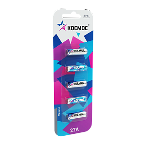 батарейка космос lr27/a27/mn27 bl5 alkaline 12v (5/60/480) koc27a5bl