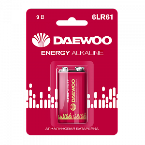 батарейка daewoo energy крона 6lr61 bl1 alkaline 9v (1/12/144) .5029729