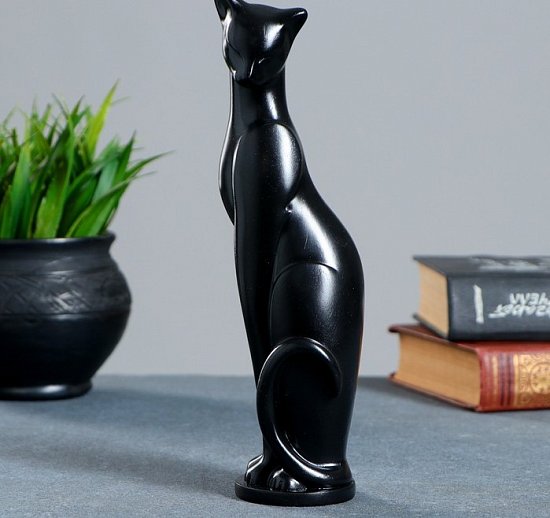 Фигура "Кошка Грация" чёрная, 6х7х23см 3053441 3053441