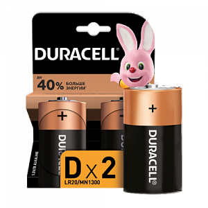 батарейка duracell basic lr20 d bl2 alkaline 1.5v (2/20/6600) б0014055