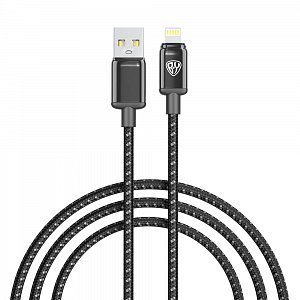 кабель для зарядки usb(a)-ip by zinc, 12вт, 1 м, 2.4a, нейлон, цинк. кон.,чёрный 931-622