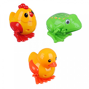 игроленд игрушки заводные "зверюшки-попрыгушки", движение вперед, пластик, 7х6,5х8см, 3 дизайна 260-