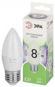 лампочка светодиодная эра green line led b35-8w-865-e27 gl e27 8 вт свеча холодный свет лам464