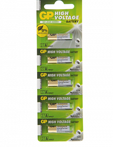 батарейка алкалиновая gp mercury free, а27 (27a, mn27)-5bl, 12в, блистер, 5 шт. 2392788 2392788