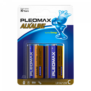 батарейка pleomax lr14 c bl2 alkaline 1.5v (2/20/160/6400) c0019255
