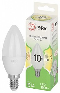 лампочка светодиодная эра green line led b35-10w-830-e14 gl e14 10 вт свеча теплый свет лам431