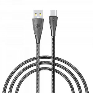 кабель для зарядки usb(a)-type c by nylon pro, 18вт, 1 м, 3a, нейлон, черный 931-607