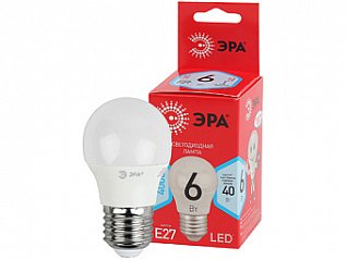 лампа светодиодная эра red line led p45-6w-840-e27 r e27 / е27 6вт шар нейтральный белый свет лам186