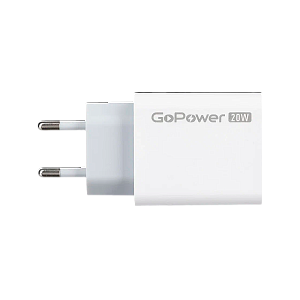 сетевое з/у gopower gpqc08 1usb+1type-c 20w qc3.0 белый 00-00028401