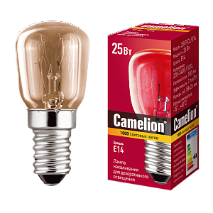 лампа накаливания camelion е14 25w 220-240v цилиндр для холодильников прозрачная (1/10/50) 13649