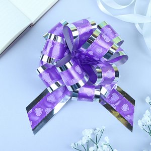 бант-шар №5 серебро воздушные сердца на фиолетовом 848872 848872