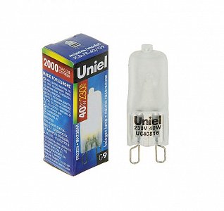 лампа галогенная uniel, g9, 40 вт, 230 в, матовая 2075003 2075003