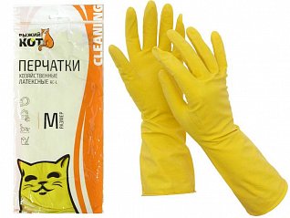 перчатки резиновые латексные размер м (20/240) "рыжий кот" 232668