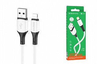 кабель borofone bx79 usb (m)-lightning (m) 1м 2.4a силикон белый (1/360) 6974443384758