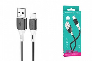кабель borofone bx79 usb (m)-lightning (m) 1м 2.4a силикон черный (1/360) 6974443384741