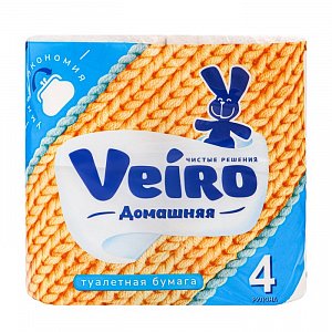 т/ бумага VEIRO Домашняя  4шт  2сл  Белая      12*48 1C24