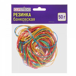 резинка банковская clipstudio цветная, набор 50 грамм, в пакете с подвесом 526-518