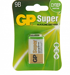 батарейка алкалиновая gp super, 6lr61 (6lf22, mn1604)-1bl, 9в, крона, блистер, 1 шт. 470413 470413