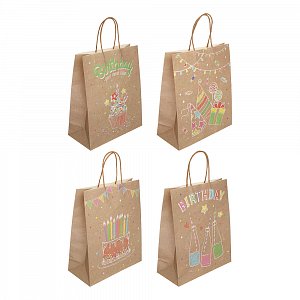 пакет подарочный тм fntastic, крафт, 120г, l 24,5x31x10,5см, бумага, 4 дизайна 507-406