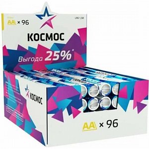 батарейка космос lr6 aa sh4 alkaline 1.5v (96/384) koclr6_96box