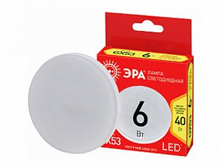 лампочка светодиодная эра red line led gx-6w-827-gx53 r 8 вт таблетка теплый белый свет лам1895