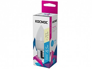 лампа светодиодная "космос" cn 8.5w 220v e27 3000k, свеча (теплый свет) лам687