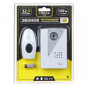 forza  звонок беспроводной, 36 мелодии, 3.0vdc(2x1.5vaaa), zv007 924-048