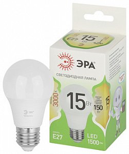 лампочка светодиодная эра green line led a60-15w-830-e27 gl e27 15 вт груша теплый свет лам288