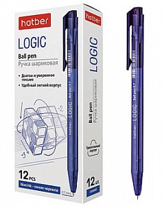 ручка шариковая автомат. логика/logic синяя 0,7мм чернила на масл.основе трехгран.корпус 12шт 067908