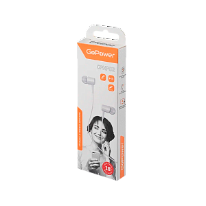 наушники внутриканальные gopower gphp02 белый (1/200/800) 00-00022769