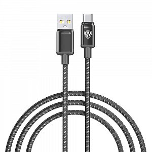 кабель для зарядки usb(a)-type c by zinc, 36вт, 1 м, 3a, нейлон, цинк. кон.,чёрный 931-612