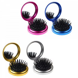 юниlook расческа складная с зеркалом дорожная, пластик, 6,5см, 4 цвета, p-01 301-187