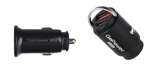 автомобильное з/у gopower gpqc12 1usb+1type-c 22.5w мини черный (1/100) 00-00028409
