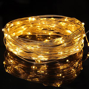 сноу бум гирлянда эл. нить росы, 5м, 50led, шампань, 8 режимов, провол. серебр. цвет, 3хаа 384-337