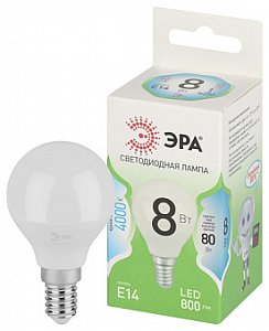лампочка светодиодная эра green line led p45-8w-840-e14 gl e14 8 вт шар яркий белый свет лам565