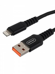 кабель gopower gp02l usb (m)-lightning (m) 1м 2.4a нейлон черный (1/200/800) 00-00022788