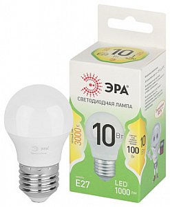 лампочка светодиодная эра green line led p45-10w-830-e27 gl e27 10 вт шар теплый свет лам467