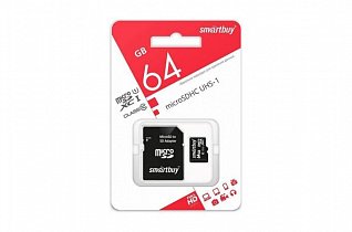 карта памяти microsd smartbuy 64gb class10 uhs-i (u1) 60 мб/сек с адаптером sb64gbsdcl10-01